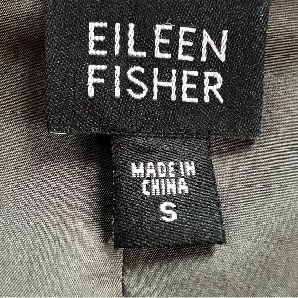 Eileen Fisher Lagenloock Silk Tussah Open Front Rich Olive Blazer Jacket Small - Picture 8 of 13